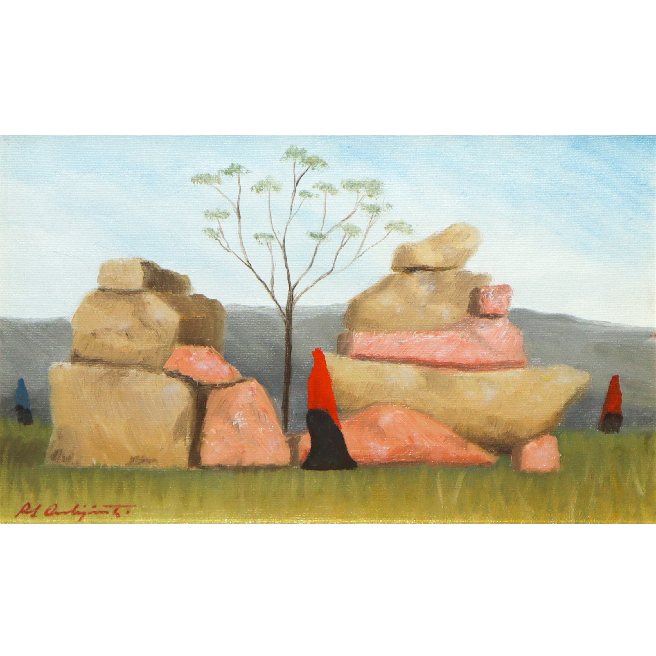 Raf Occhipinti - Paesaggio con Donne con Scialle Rosso
