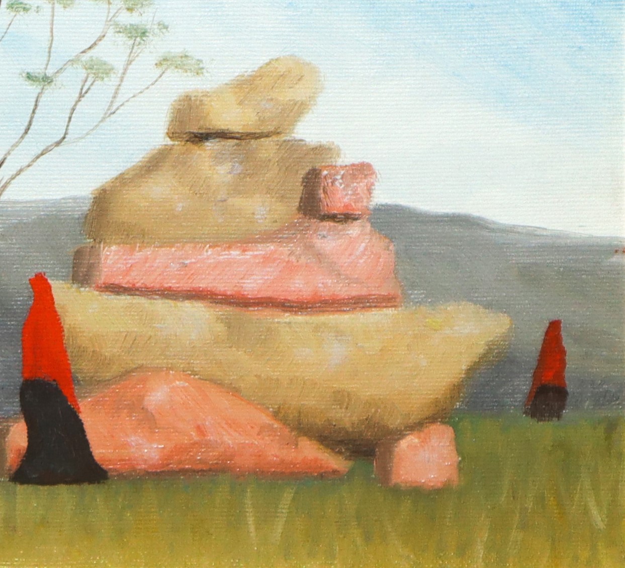 Raf Occhipinti - Paesaggio con Donne con Scialle Rosso