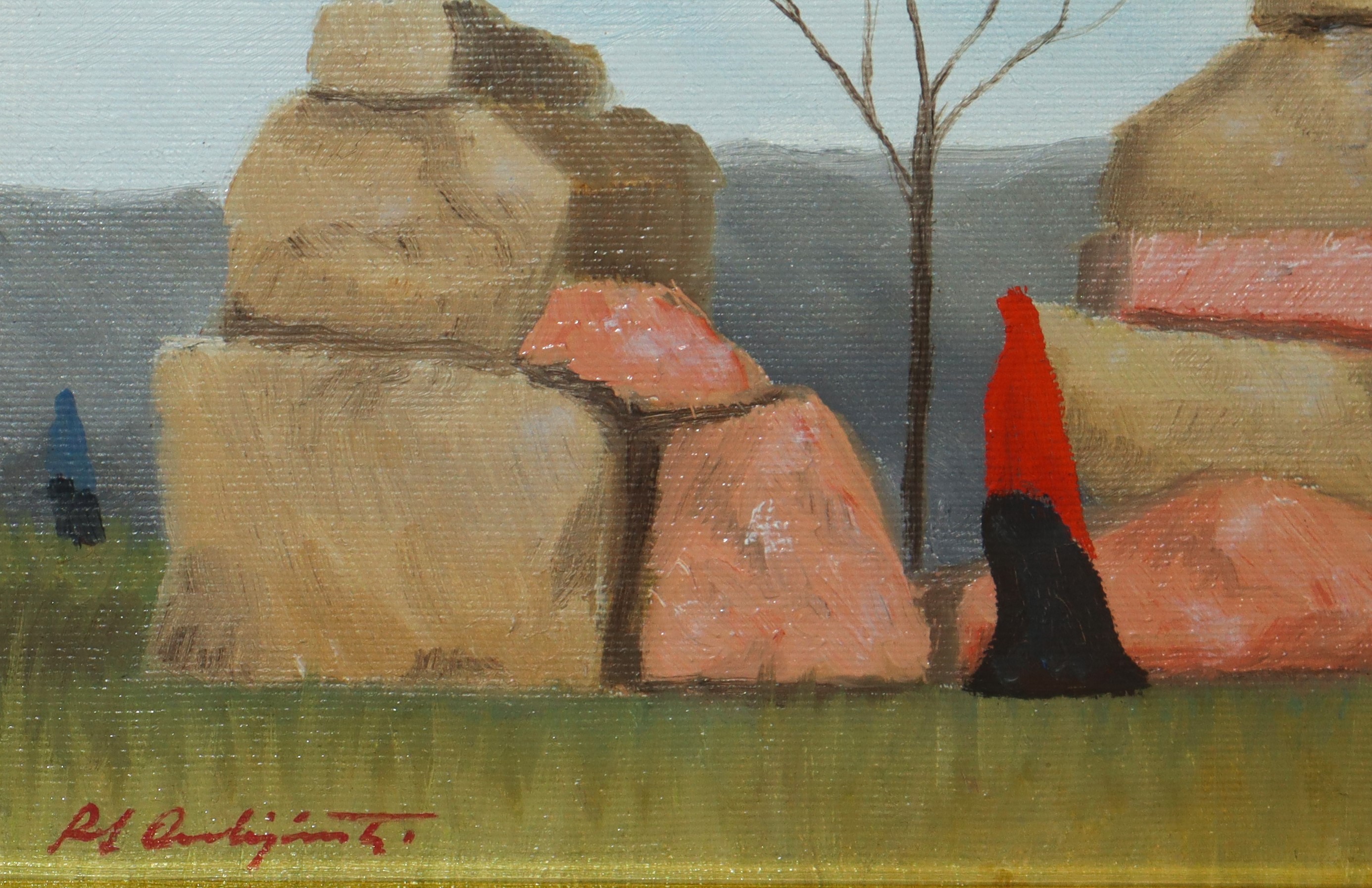 Raf Occhipinti - Paesaggio con Donne con Scialle Rosso