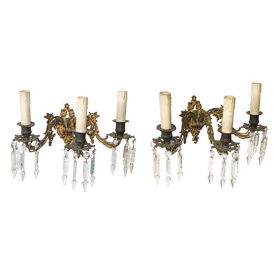 Coppia Appliques a Tre Luci con Brindoli