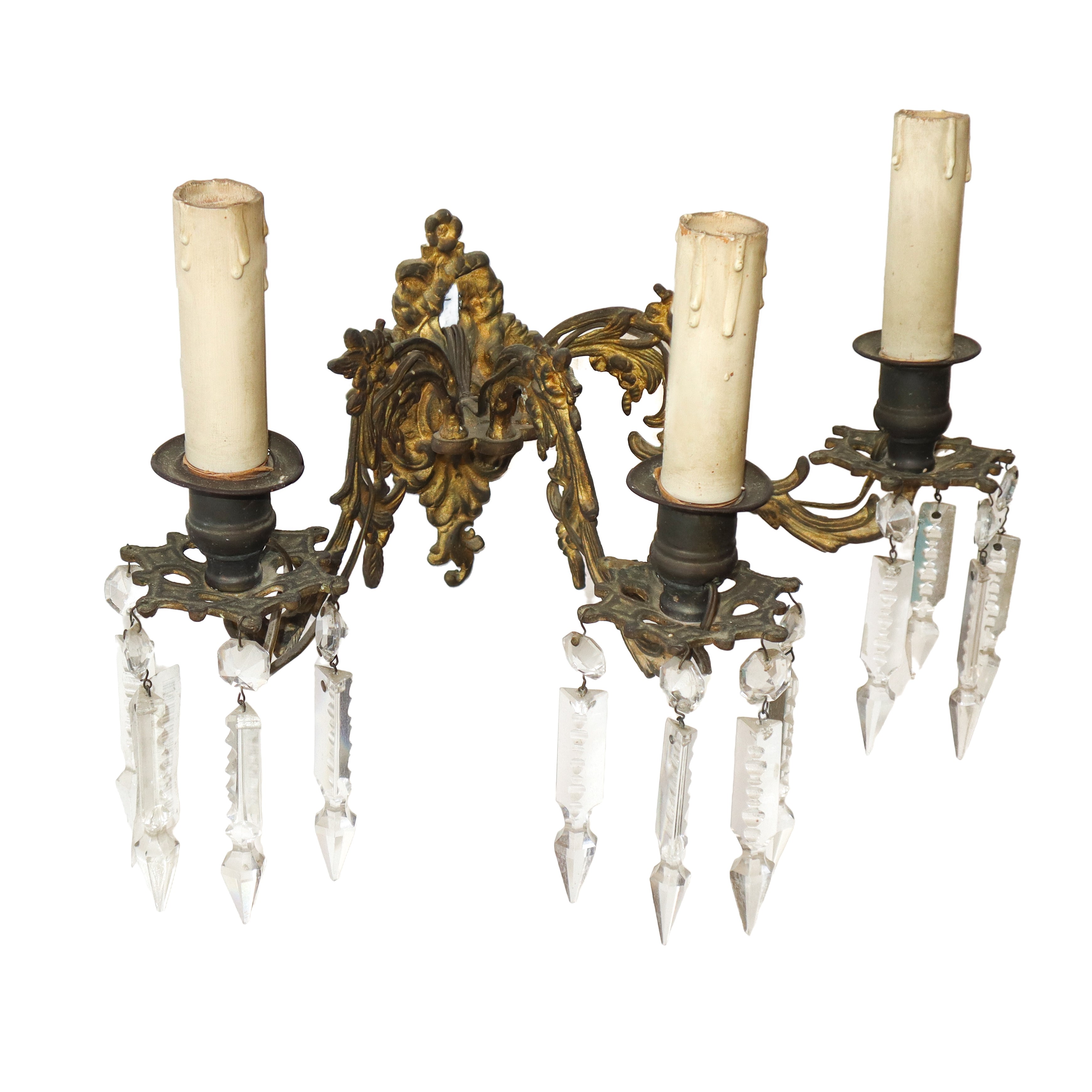 Coppia Appliques a Tre Luci con Brindoli