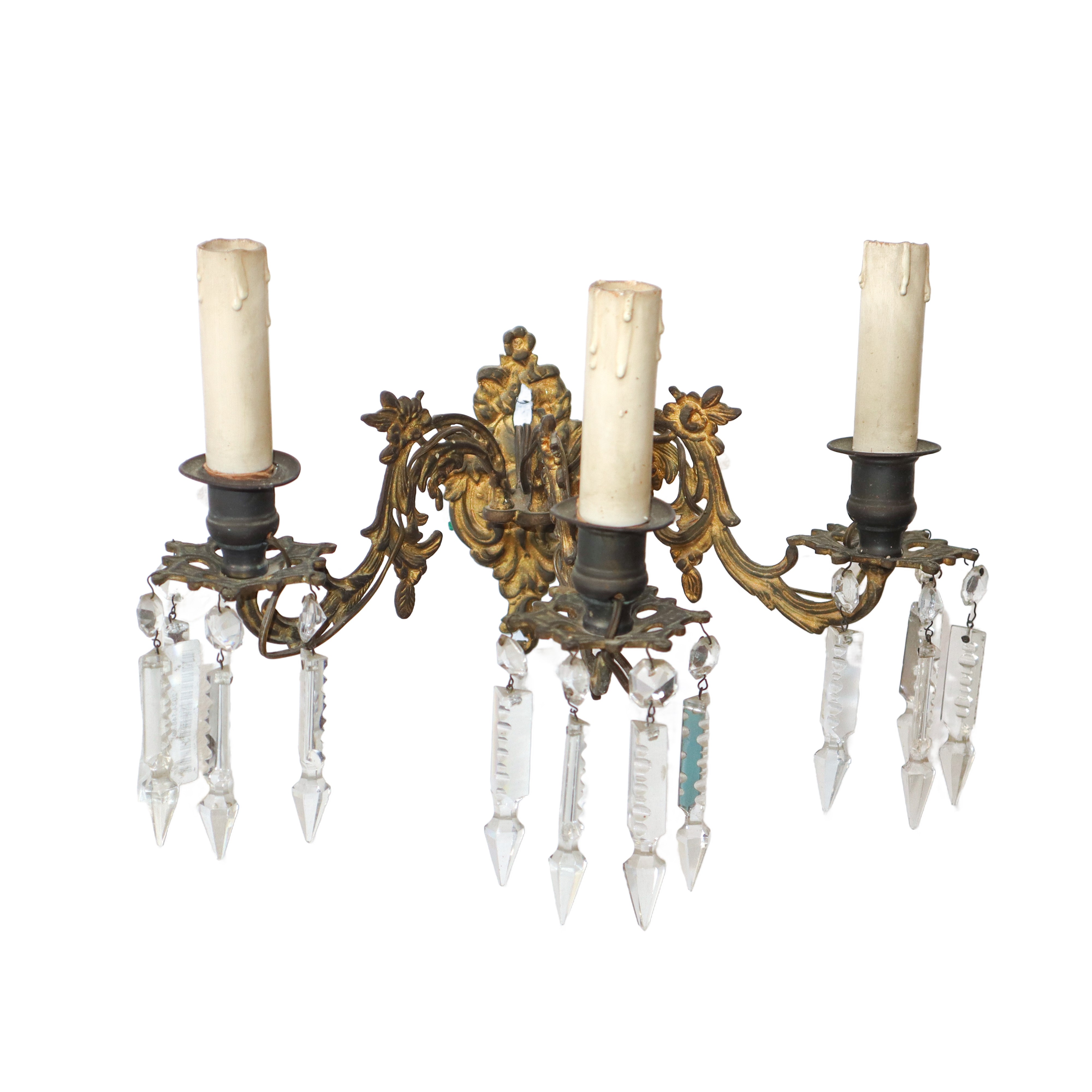 Coppia Appliques a Tre Luci con Brindoli