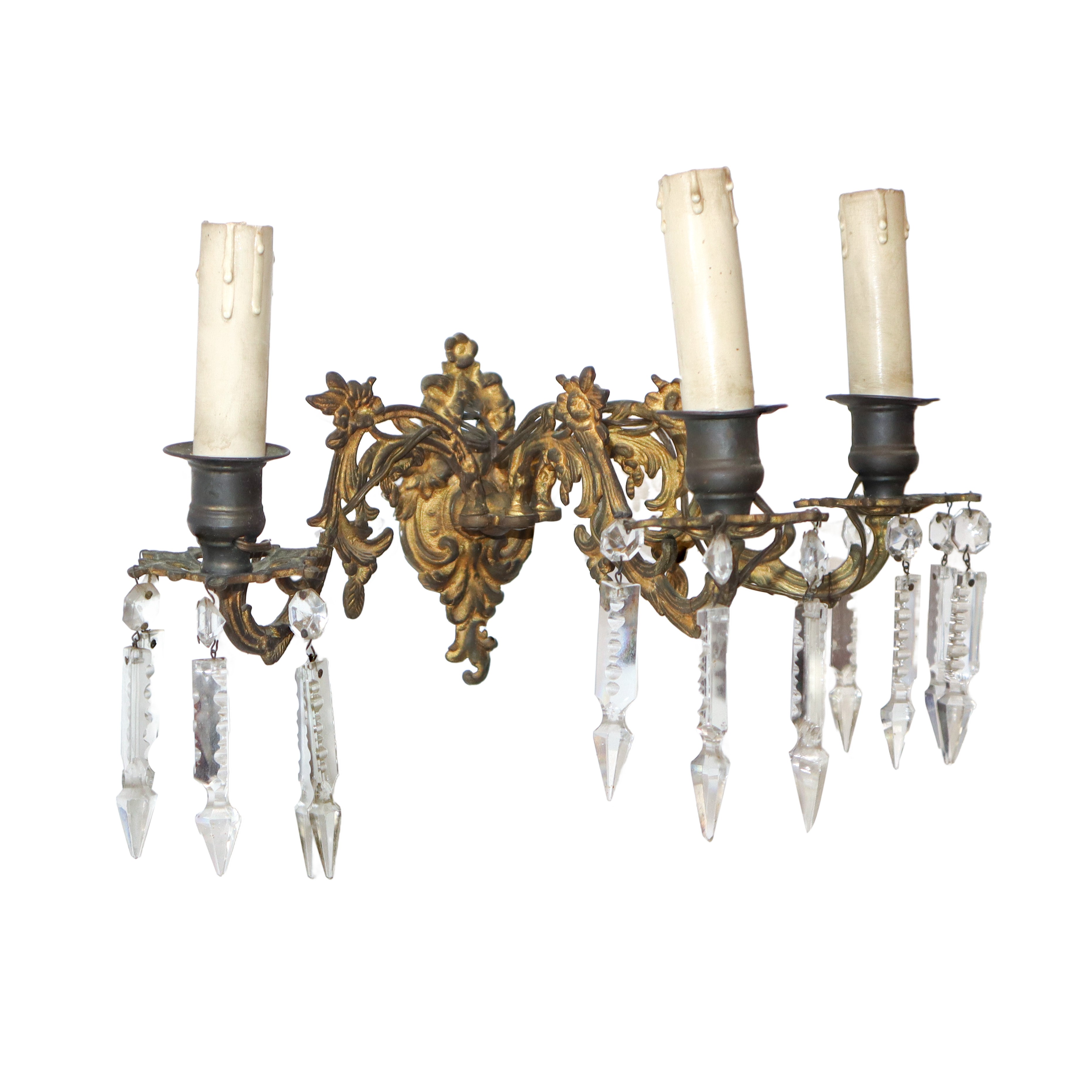 Coppia Appliques a Tre Luci con Brindoli