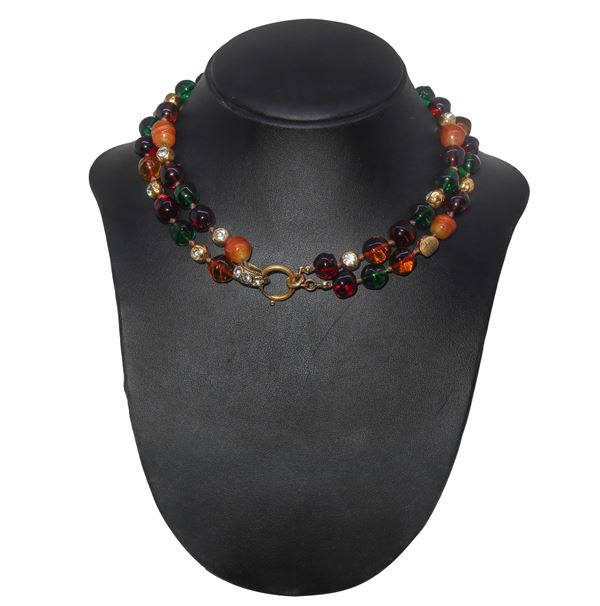 Chanel - Chanel Byzantine Gripoix necklace with glass paste stones. Karl Lagerfeld collaboration.