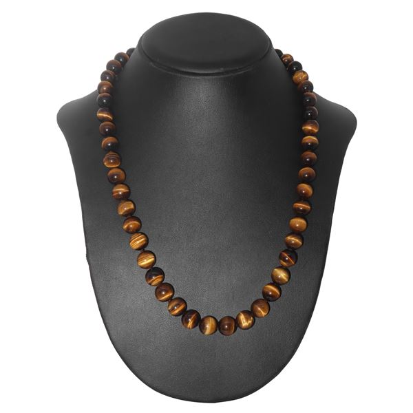 Necklace with "tiger eye" stones