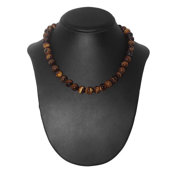 Necklace with "tiger eye" stones