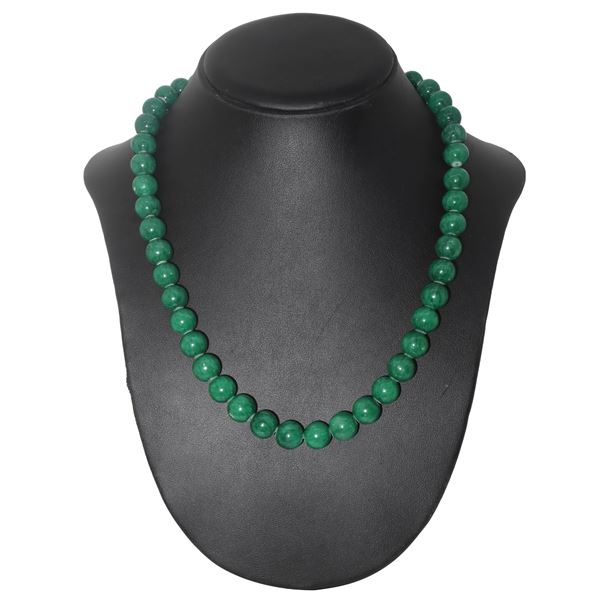 Dark green jade necklace