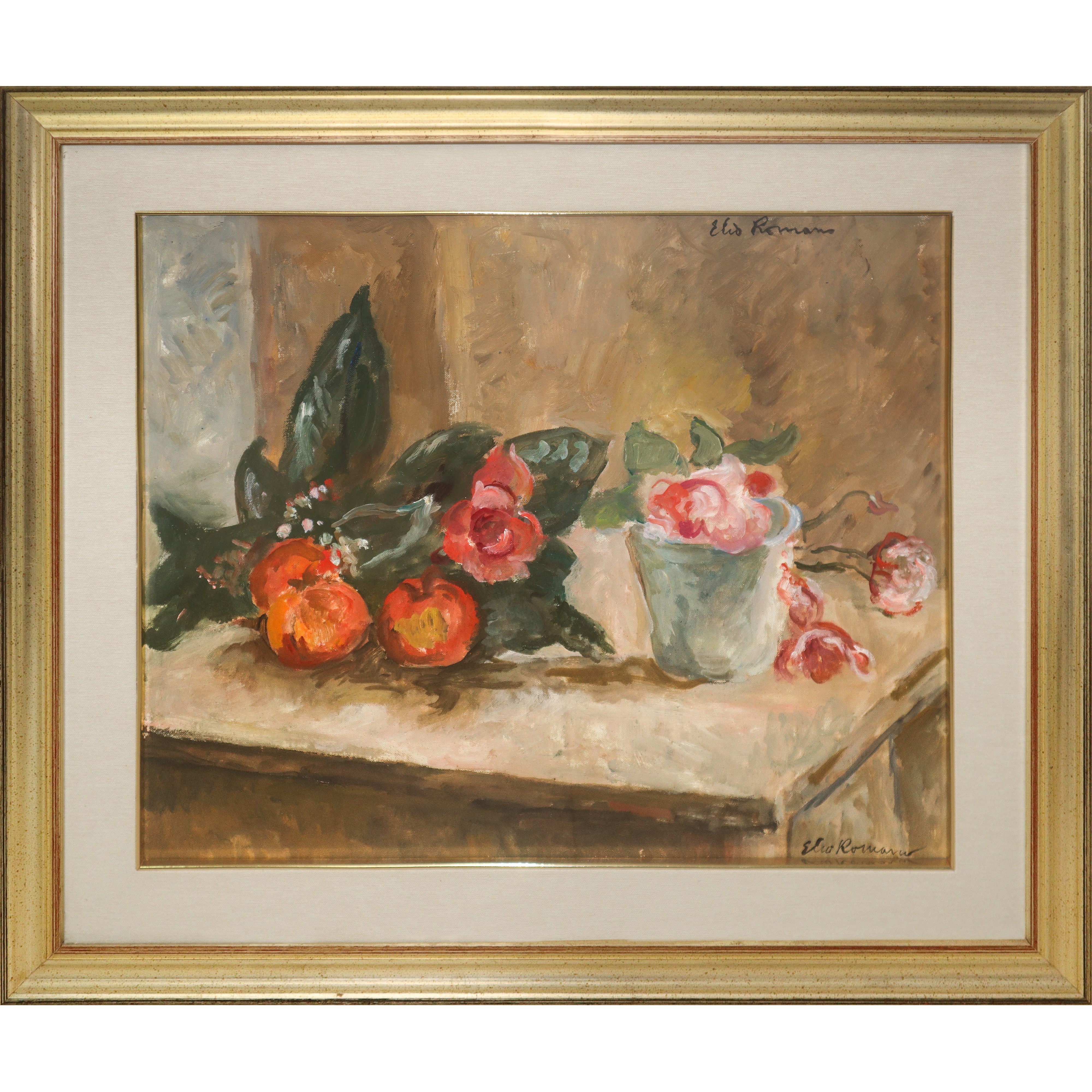 Natura morta di fiori e frutta