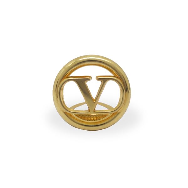 Valentino Garavani - Valentino Garavani scarf clip with front logo in golden metal