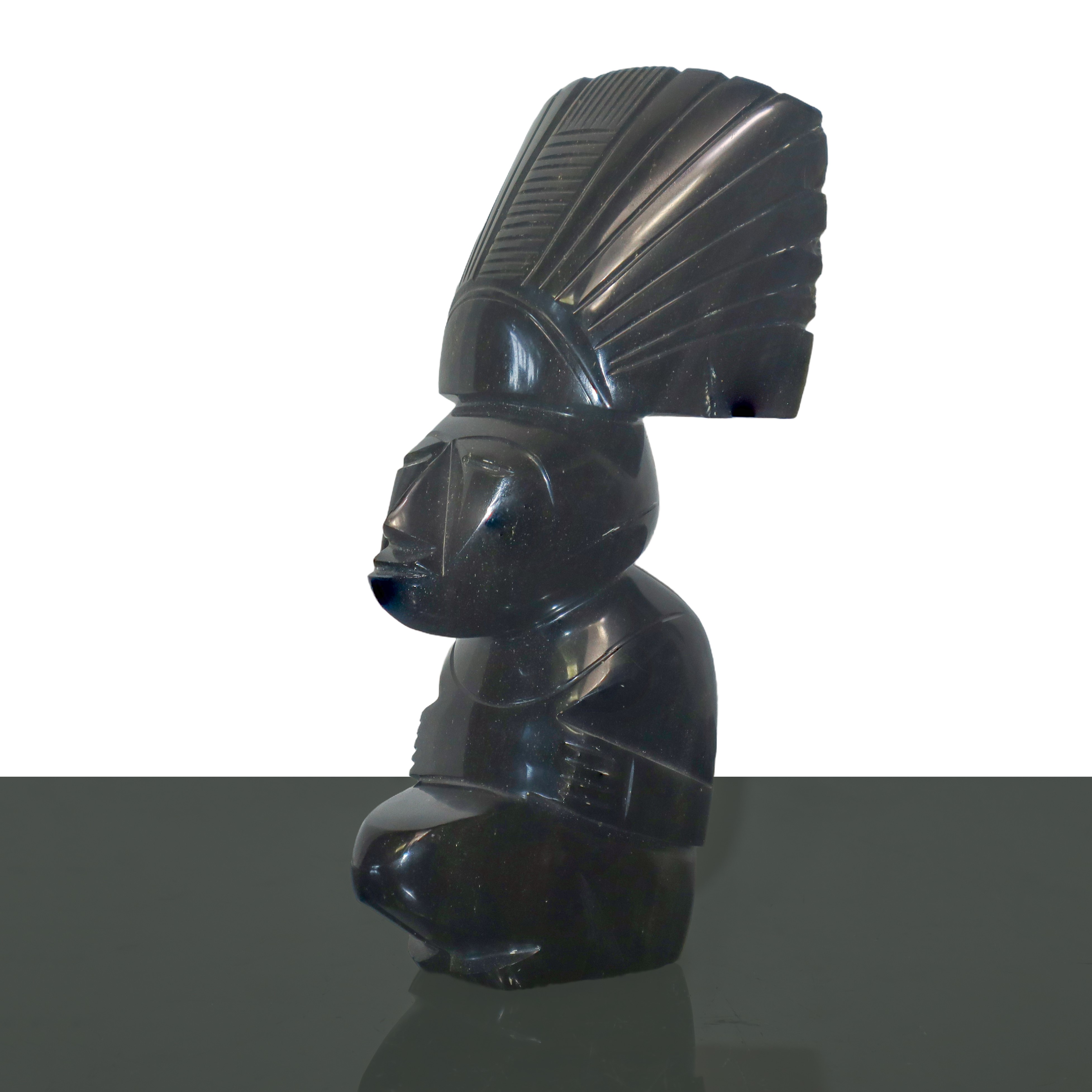 Tre Figure Azteche in Ossidiana di Vetro
