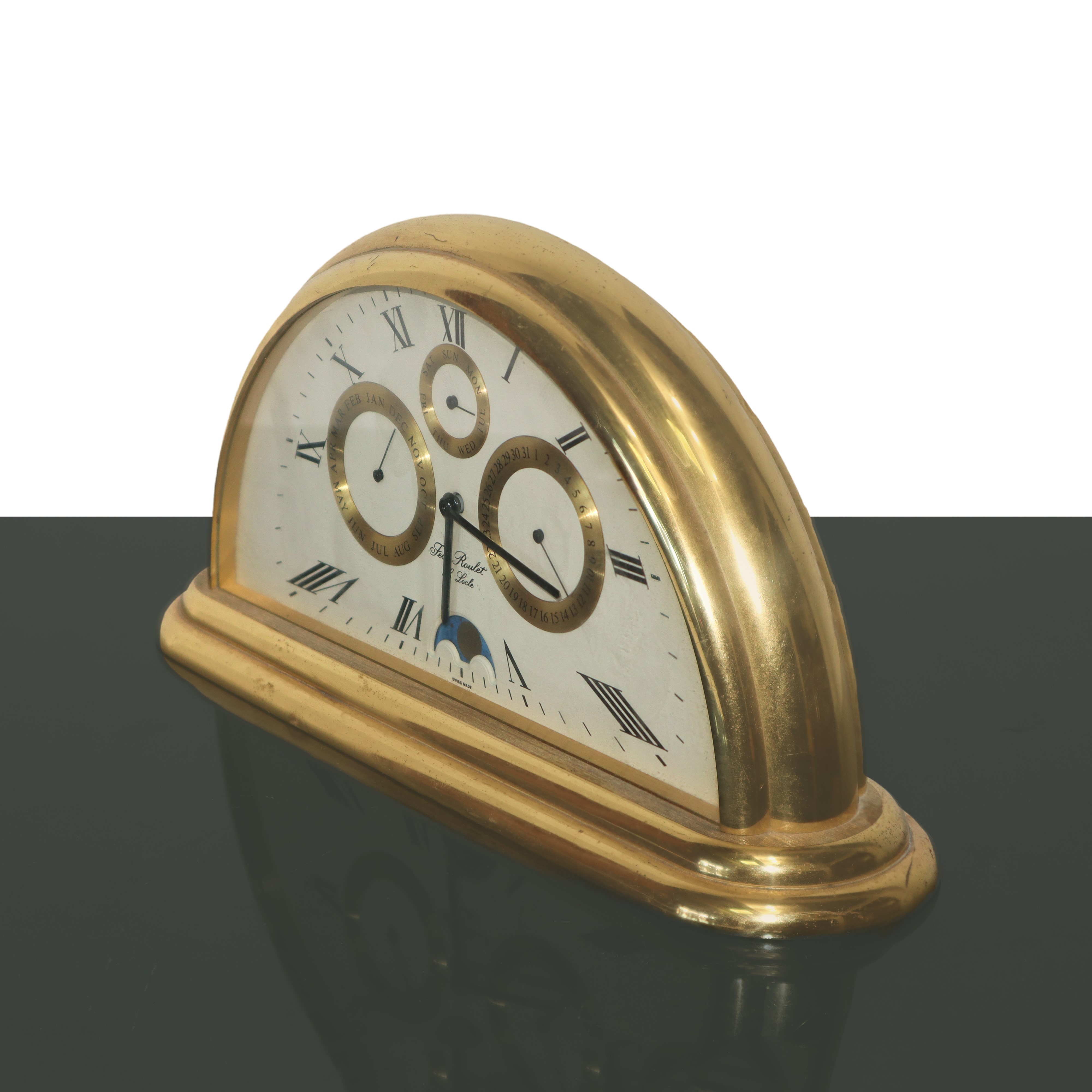 Jean Roulet - Orologio da Tavolo Modello le Locle con Calendario Completo e Fasi Lunari