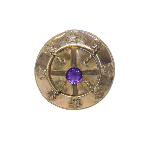 Brooch/Pendentif in 9 kt gold and amethyst