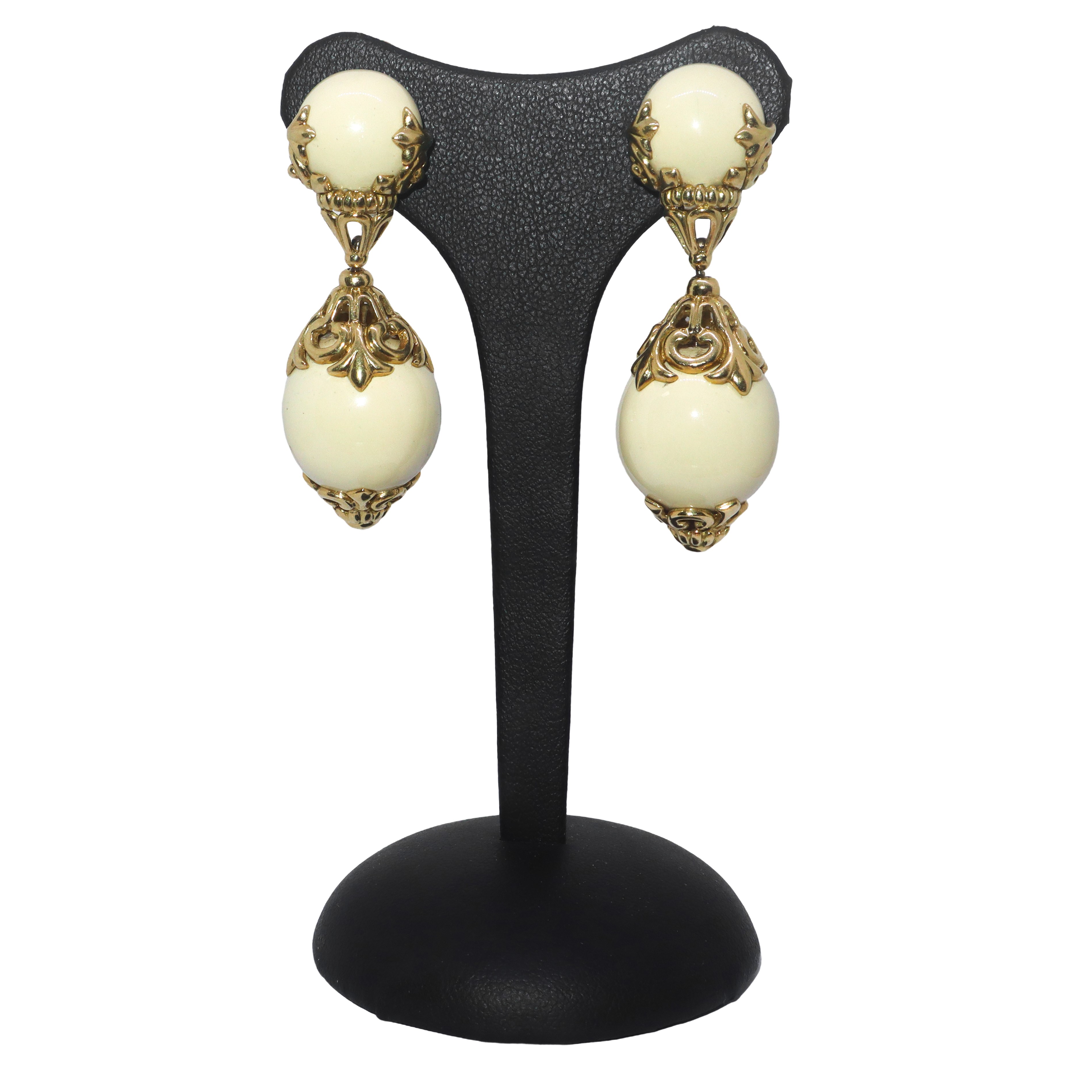 Orecchini a clip in oro 18 kt e pietra dura