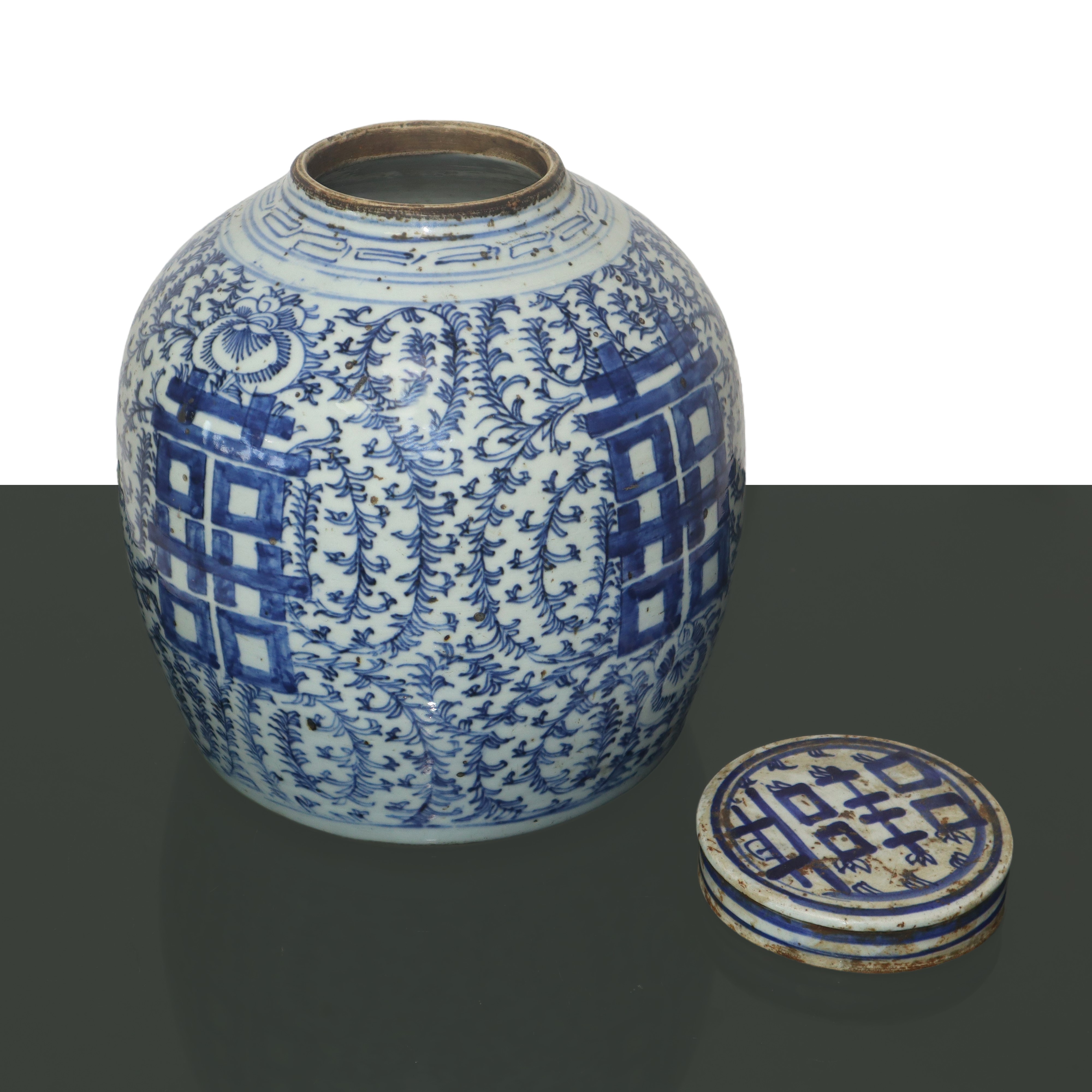 Poutiche dinastia Qing blu e bianca 1821/1850