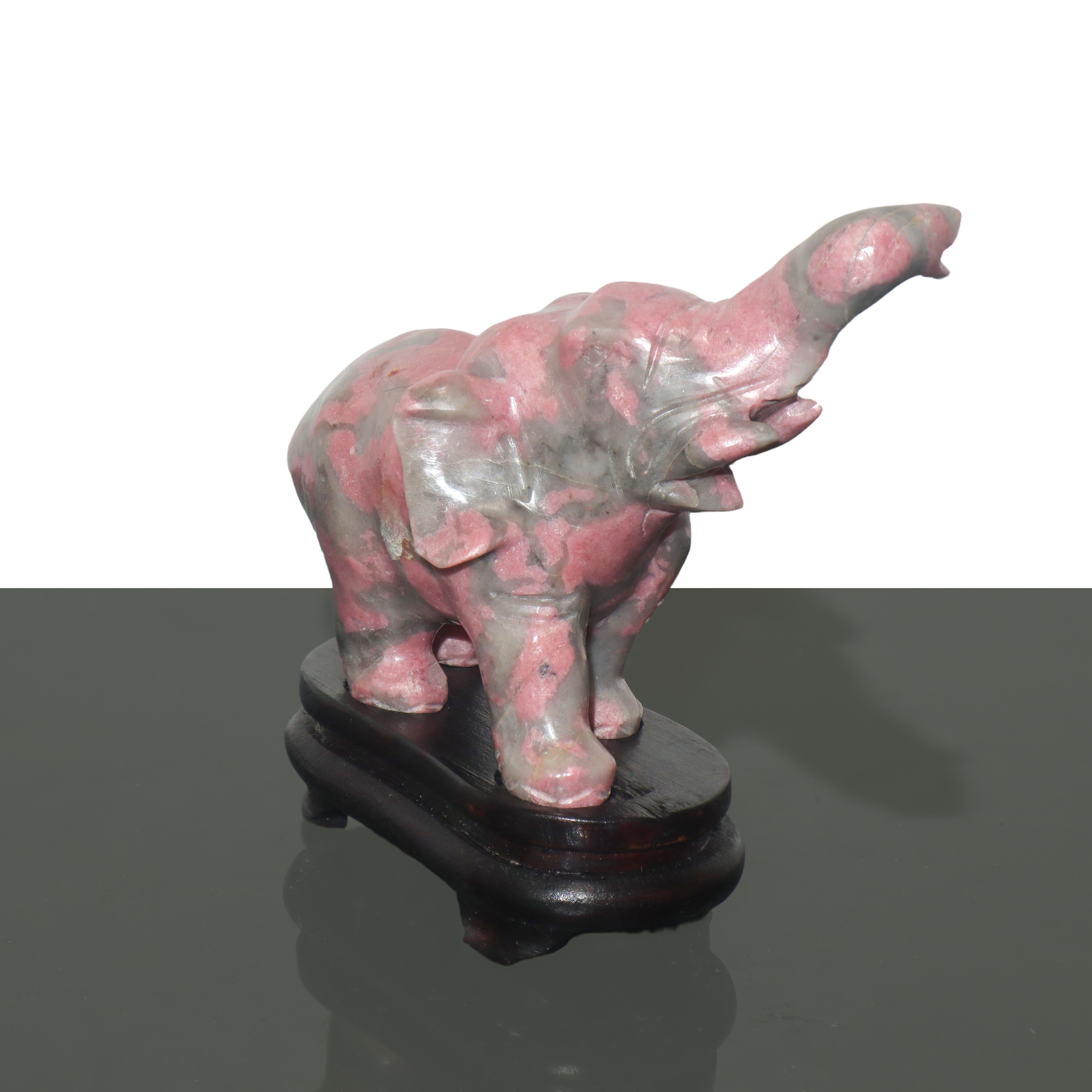 Coppia di Elefanti in Rodonite Grigio/rosa