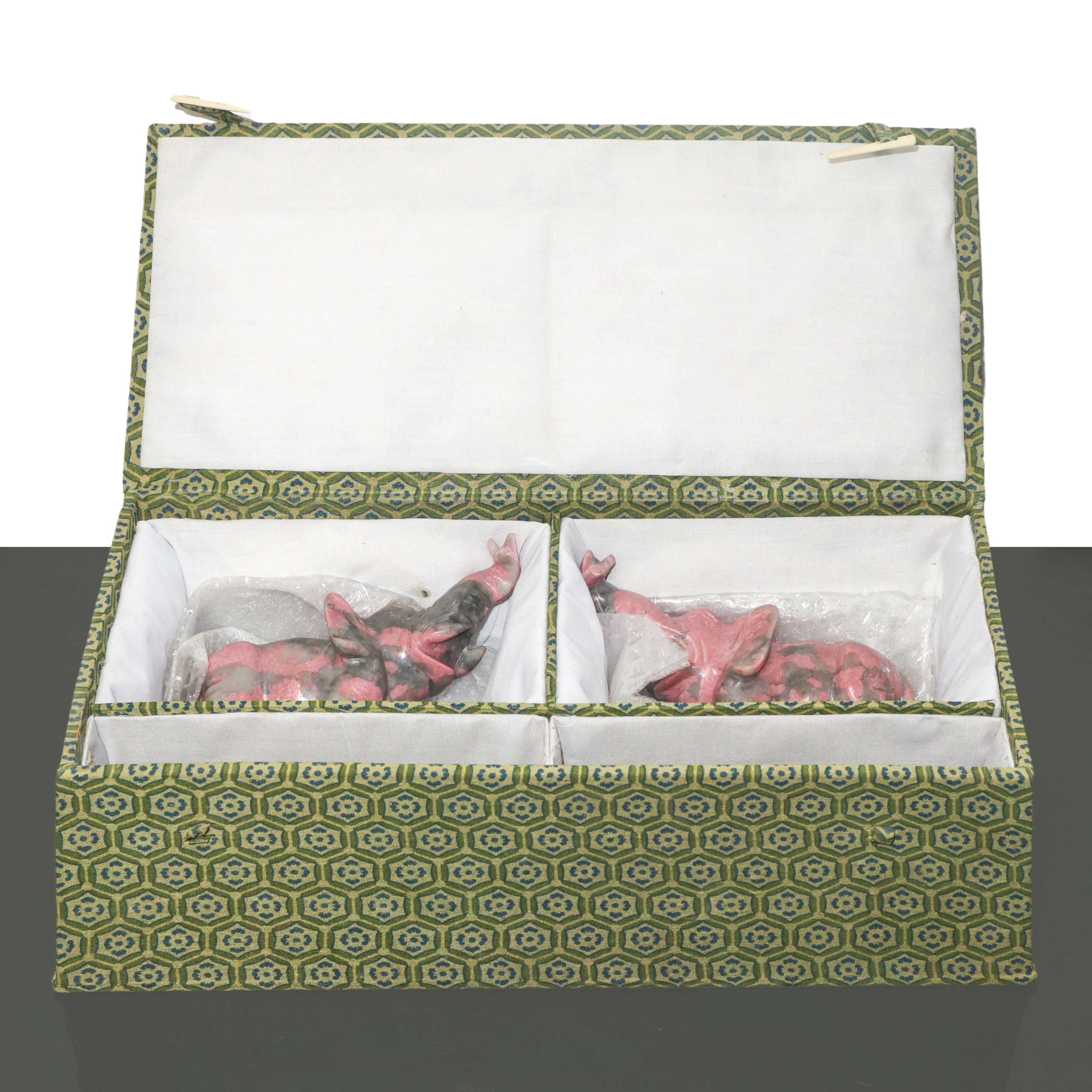 Coppia di Elefanti in Rodonite Grigio/rosa