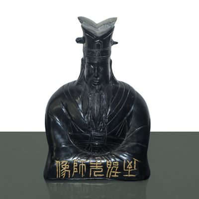 Statuina Cinese in Ossidiana Raffigurante Guan Shang D'jun