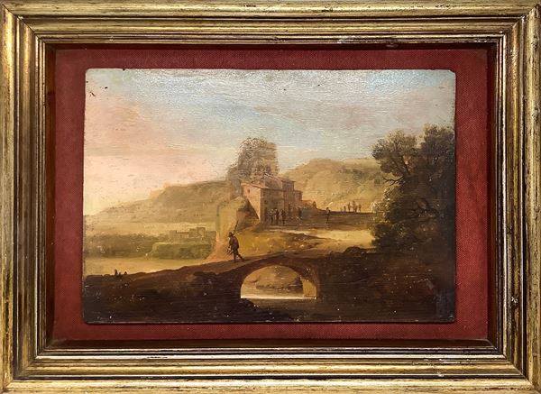 Landscape with bridge and river