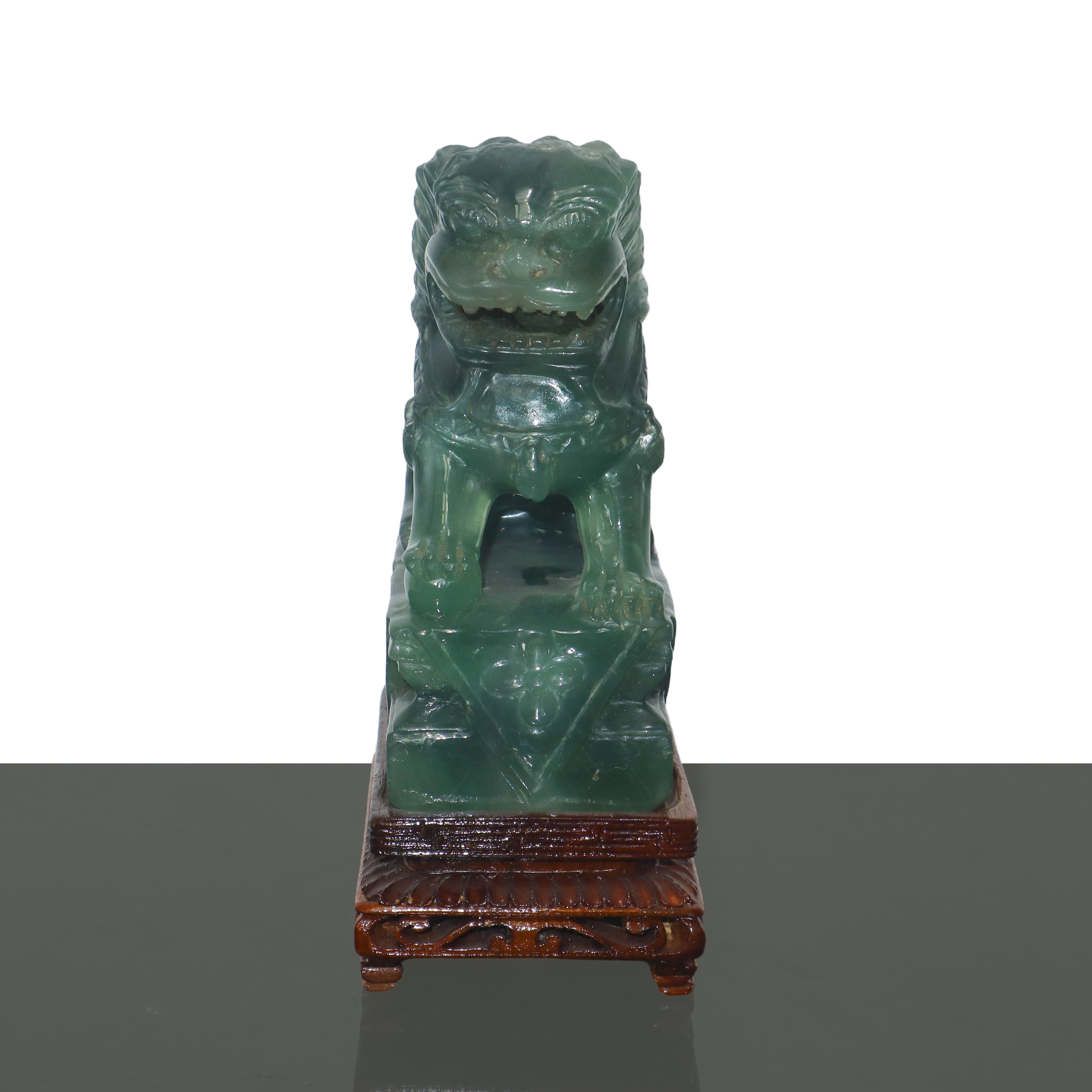 Coppia di cani di Pho in giada verde