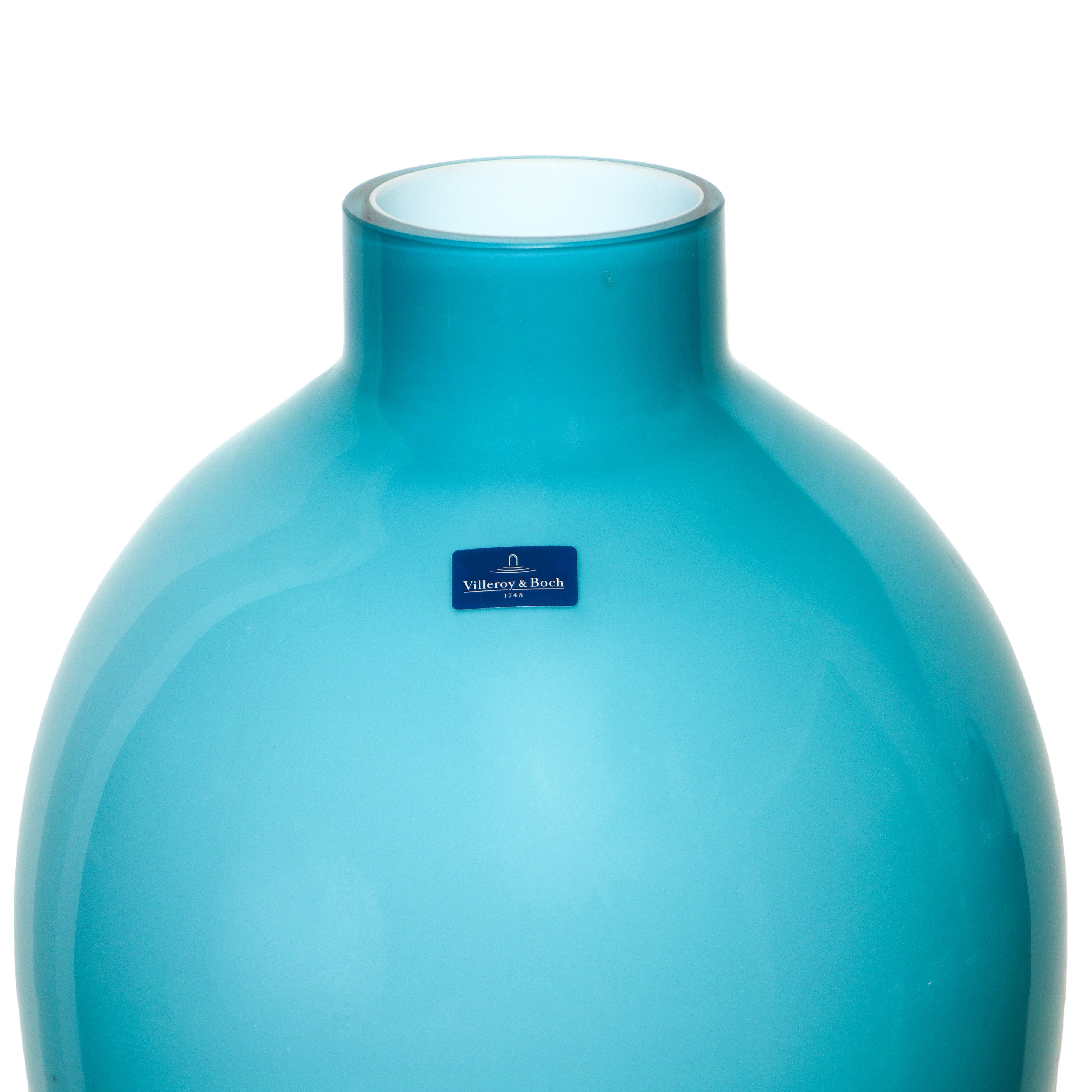 Grande vaso in opalina azzurro Villeroy & Boch modello Tiko