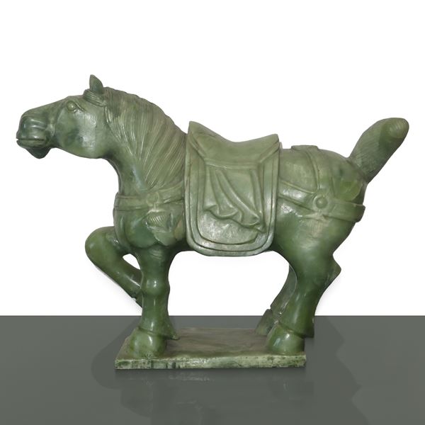 Large green jade horse