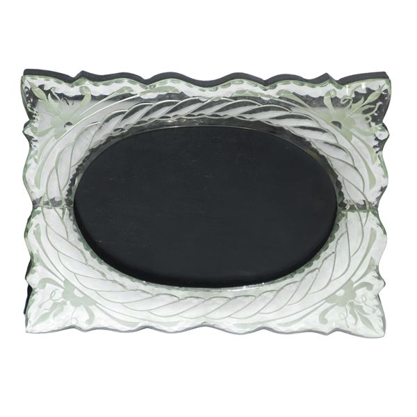 Photo frame in ground and chiselled crystal