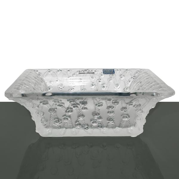 Lalique France - Centro tavola in cristallo satinato con motivo a rose