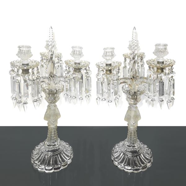 Pair of crystal candlesticks