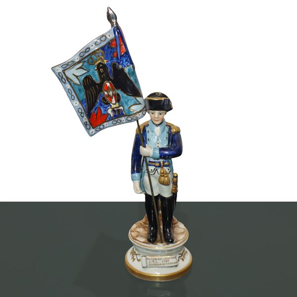 Porcelain figurine Standard bearer flag dove