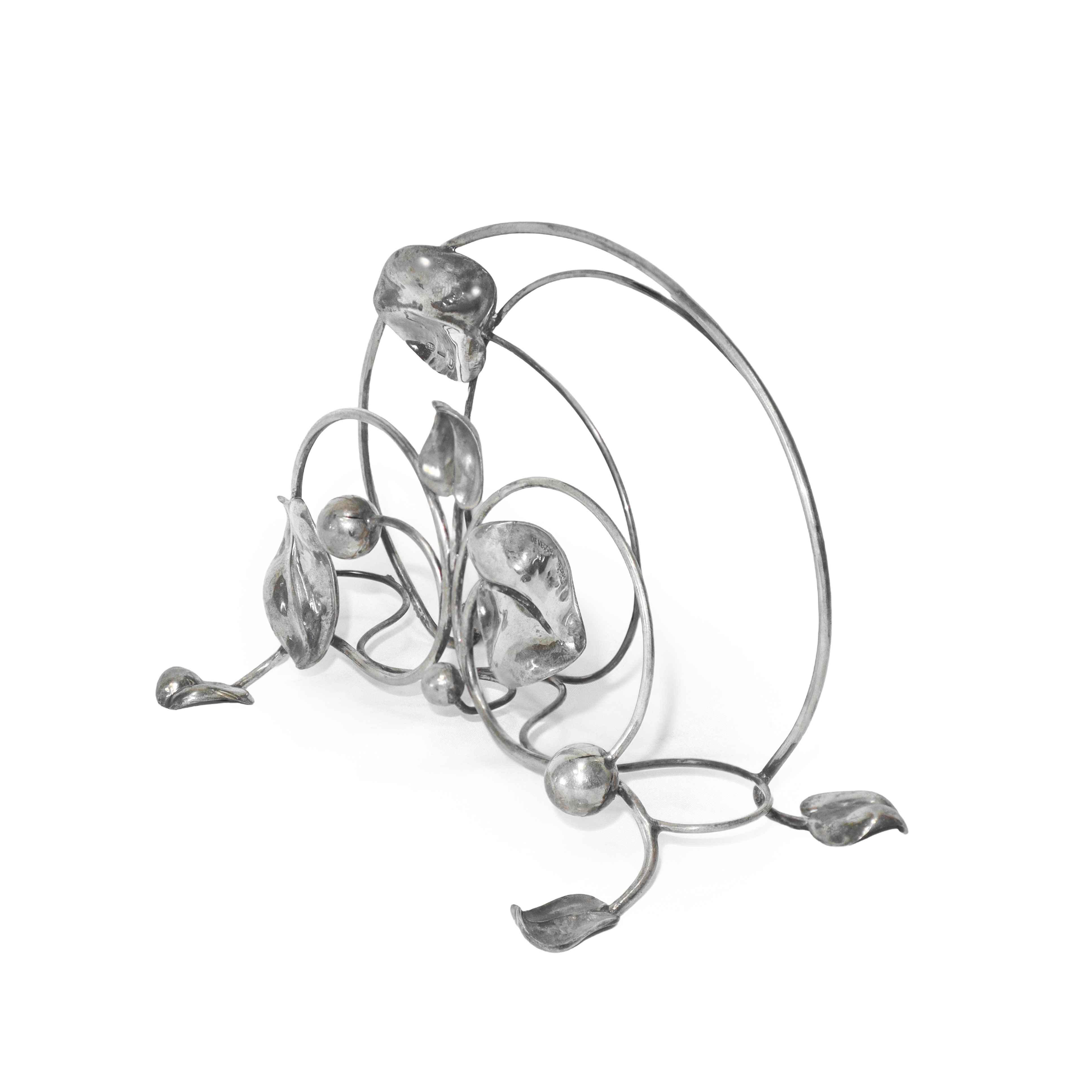 Portatovaglioli in argento vermeil/dorato a foglie