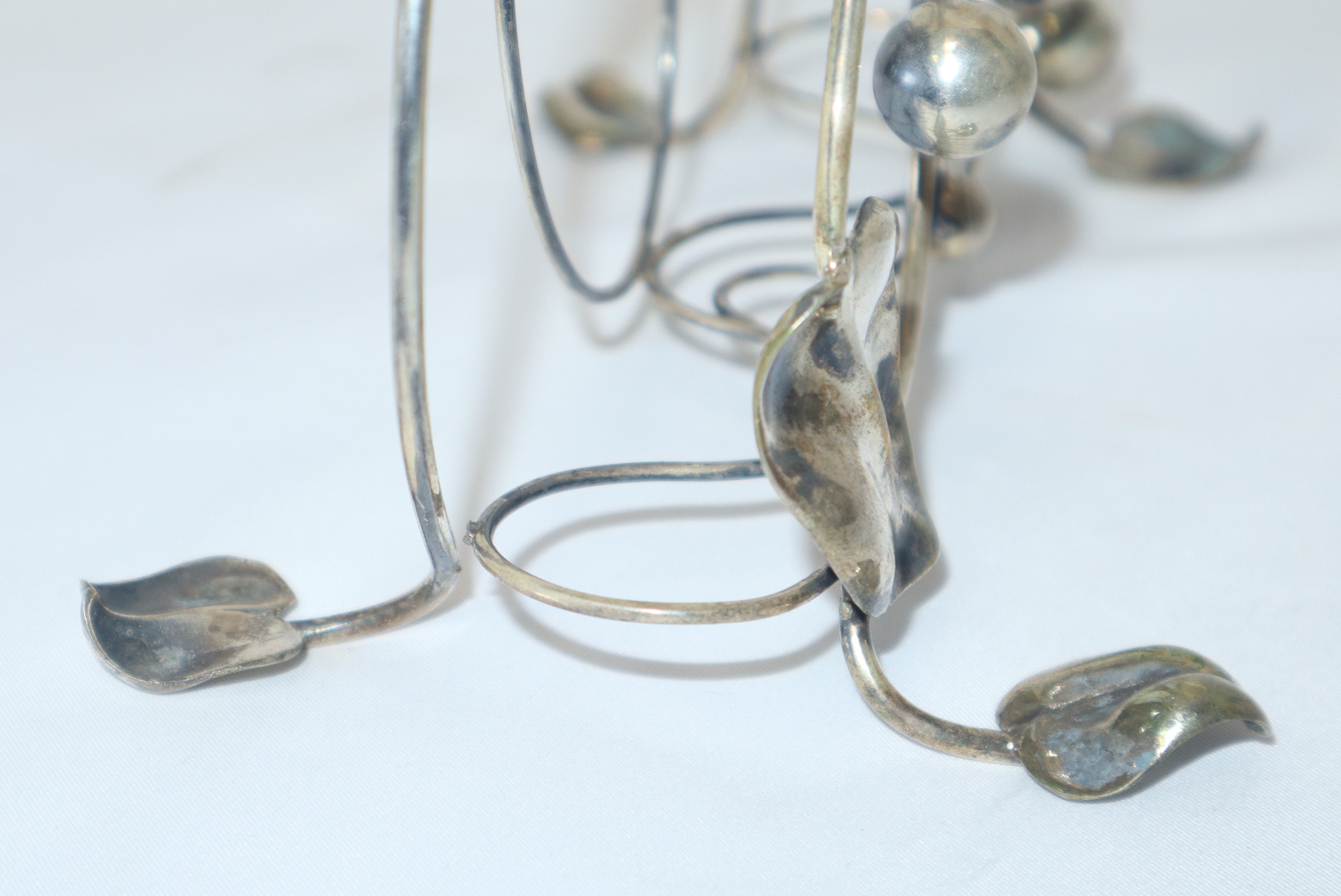 Portatovaglioli in argento vermeil/dorato a foglie