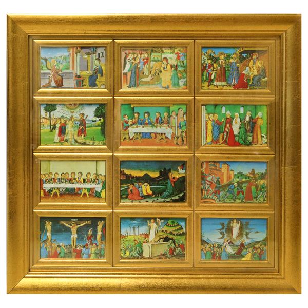 The life of Jesus, twelve miniatures taken from the De Predis codex of 1400