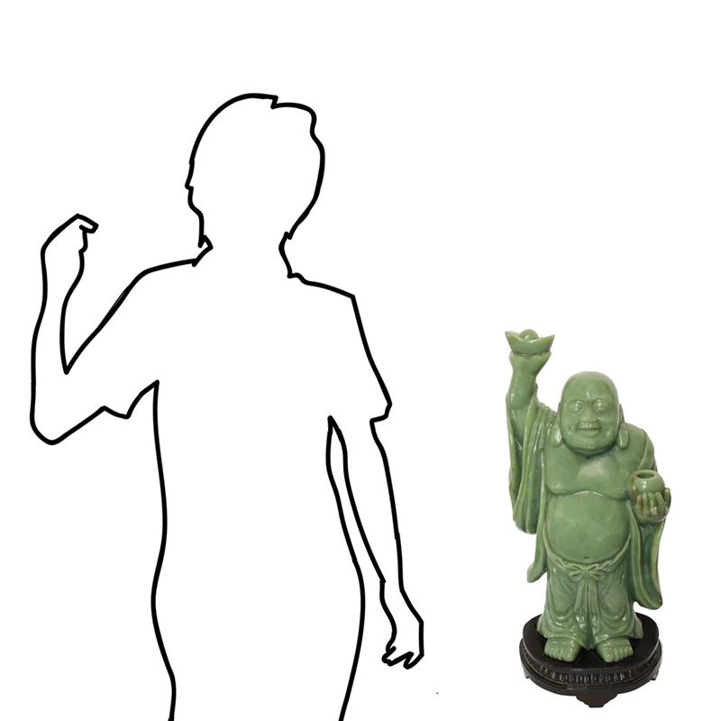 Grande Buddha della Fortuna in Giada Verde