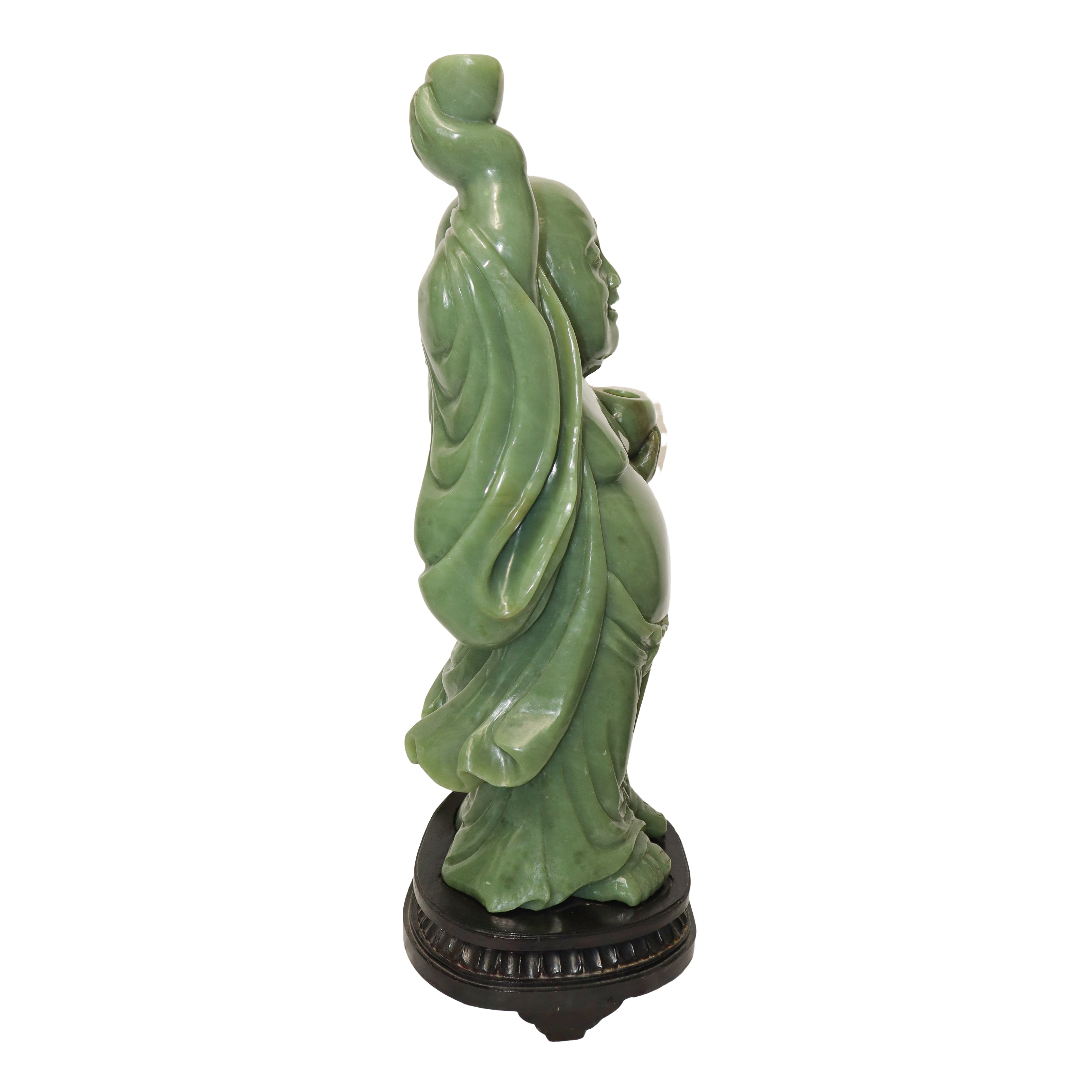 Grande Buddha della Fortuna in Giada Verde