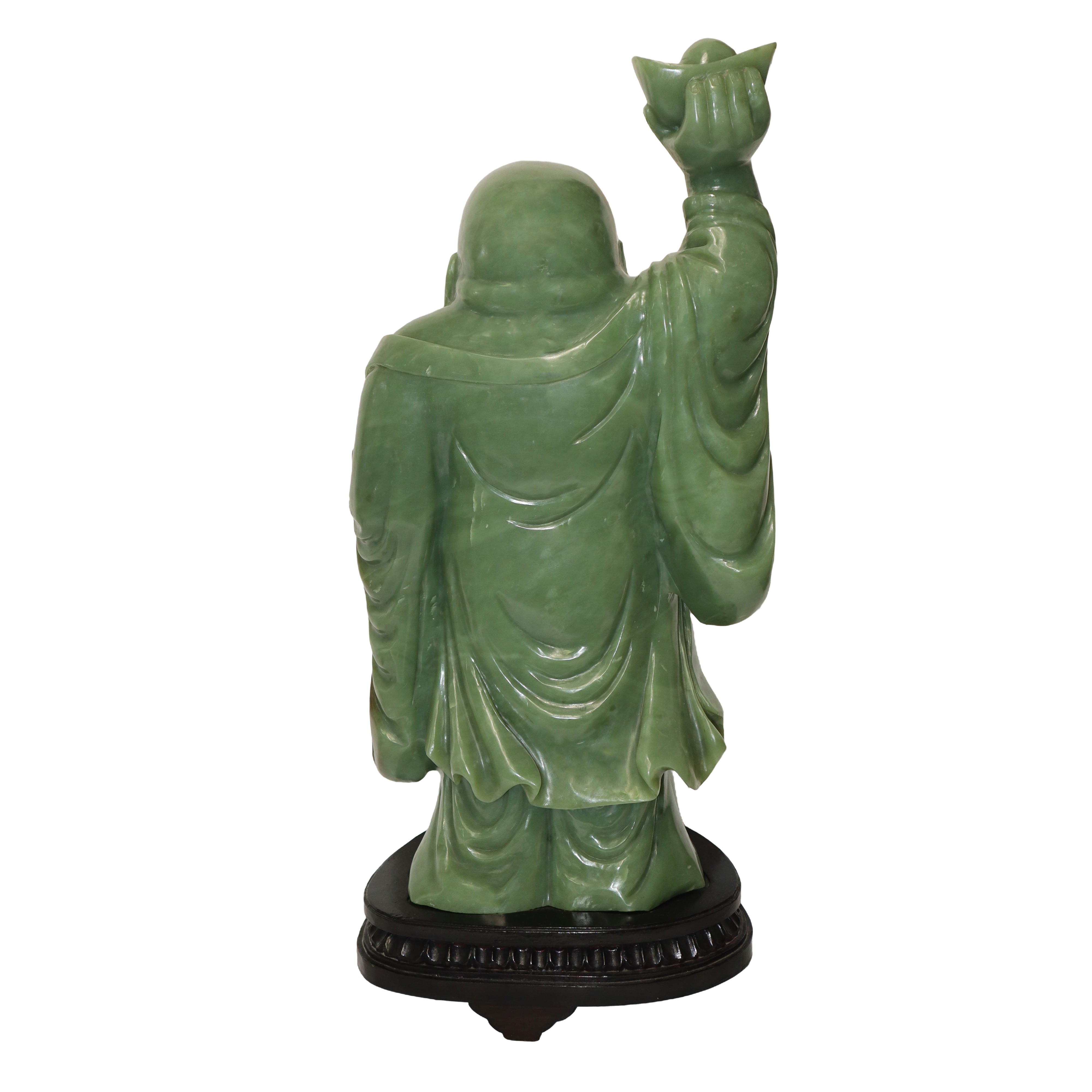 Grande Buddha della Fortuna in Giada Verde