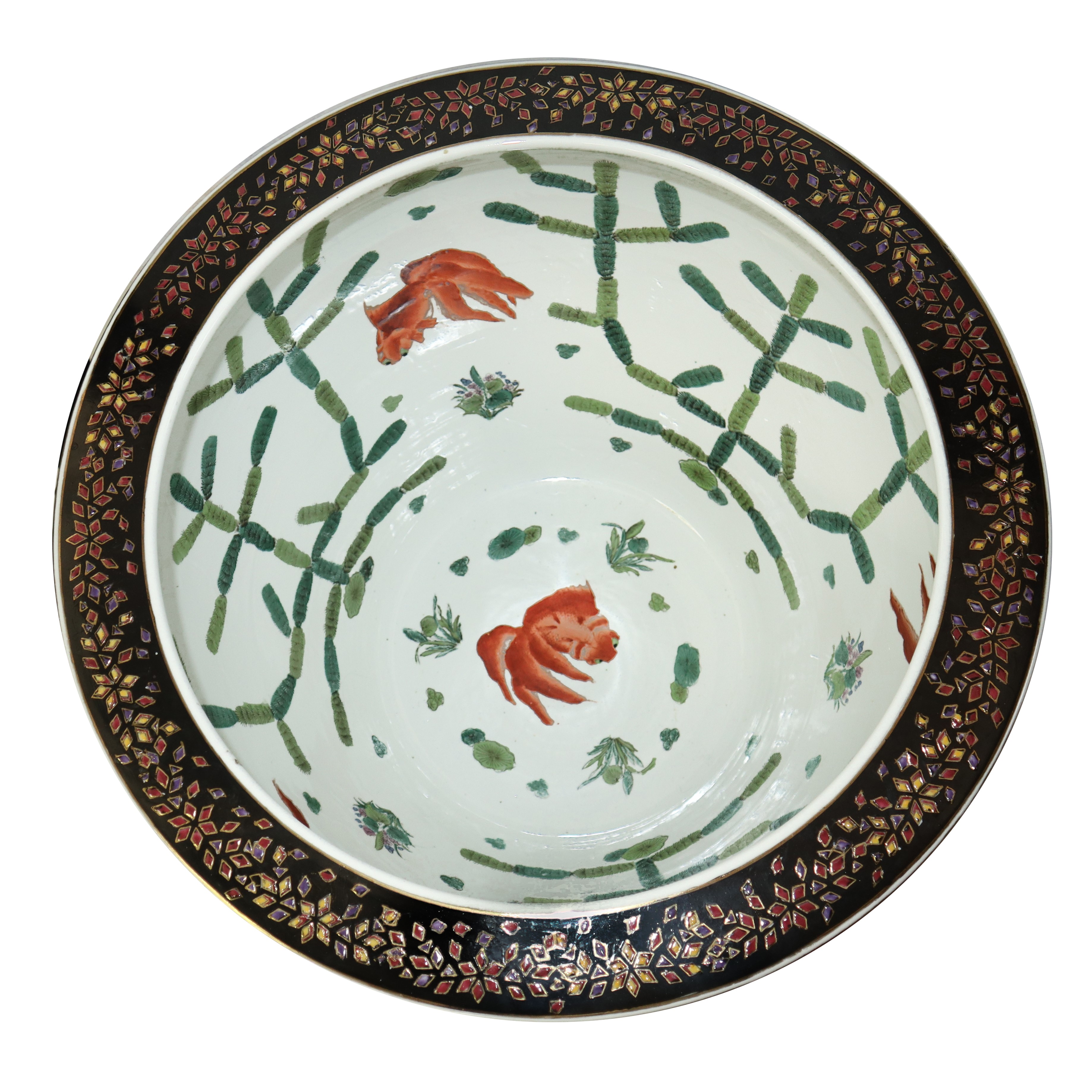 Grande cachepot in porcellana cinese con smalti cloisonnet motivi floreali