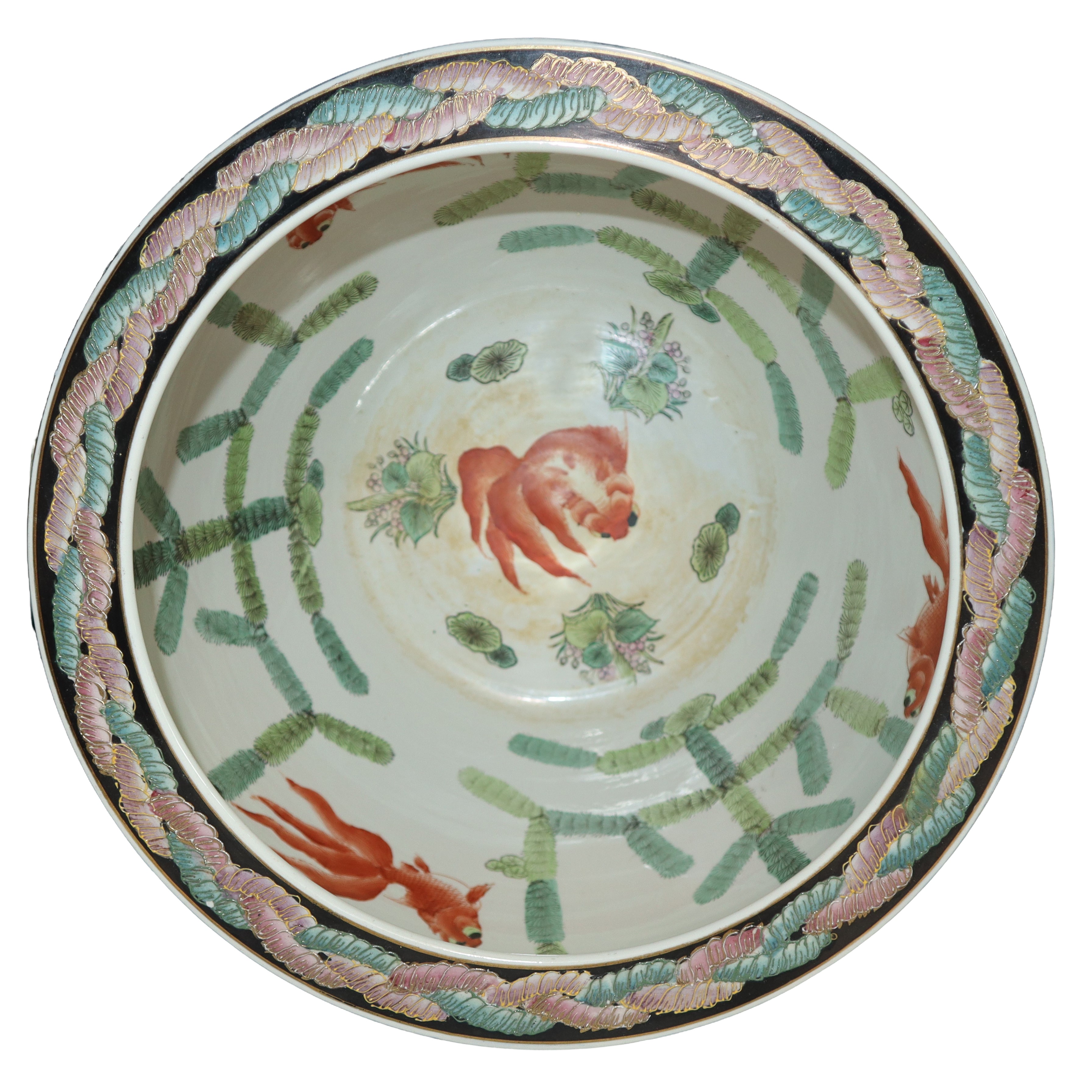 Cachepot cinese policromo con smalti e oro cloisonnet con raffigurazioni floreali