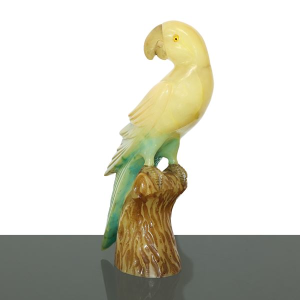 Parrot in polychrome alabaster