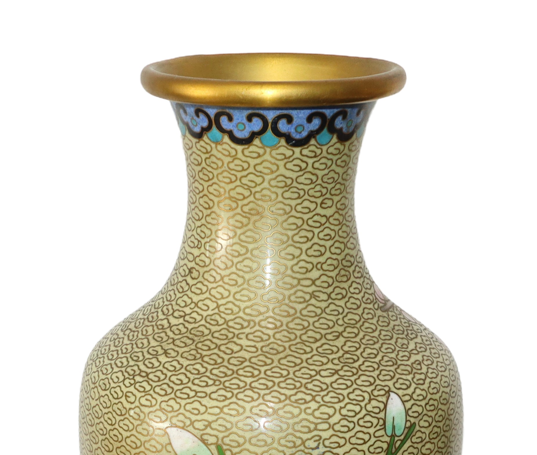 Coppia di Vasetti Cinesi Cloisonnet Decorati a Fiori Policromi