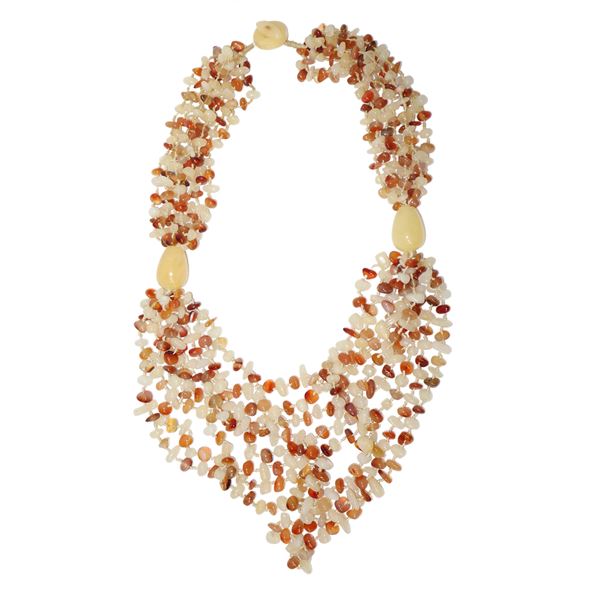 Multi-strand necklace in agate and carnelian with agate susta  - Auction Jewelry, Luxory & Accesories - Casa d'aste La Rosa