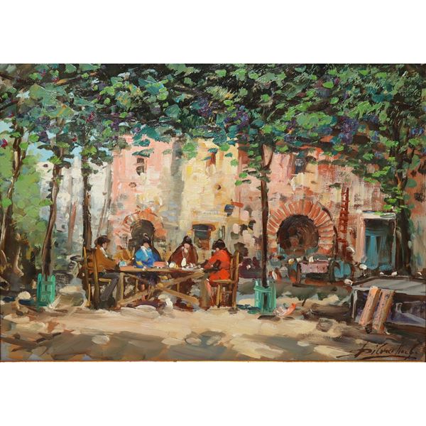 Convivial scene on a country patio