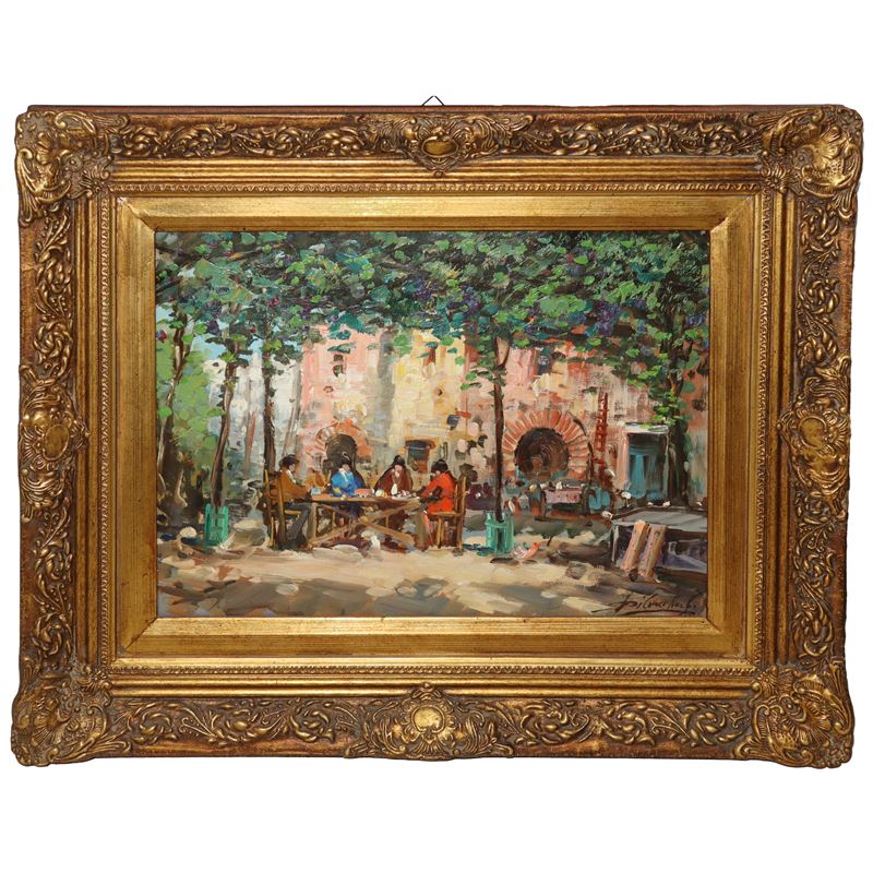Scena Conviviale in Patio di Campagna