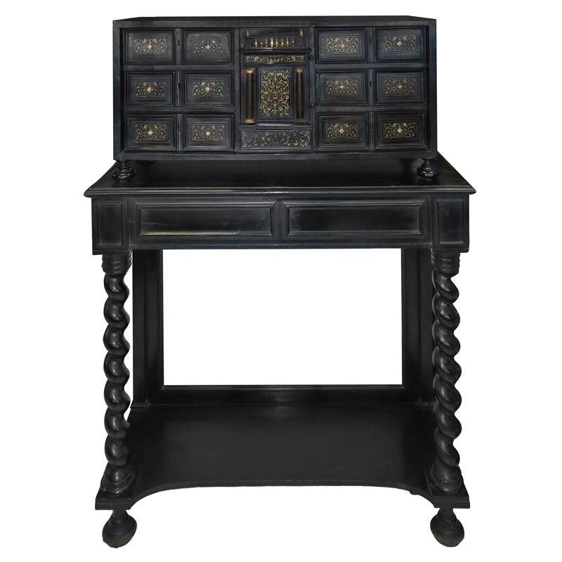 Monetiere in Legno Ebanizzato, 6 Cassette per Lato.