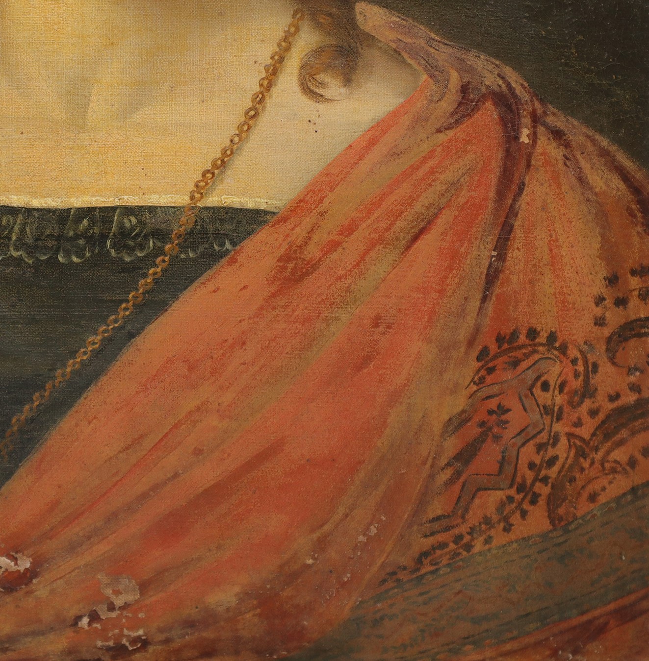 Ritratto di donna in cornice a mezzacanna dorata coeva