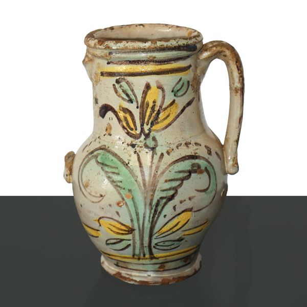 Small Quartara in polychrome ceramic majolica from Caltagirone