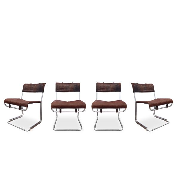 Guido Franceschini - Four pony chairs with metal frame