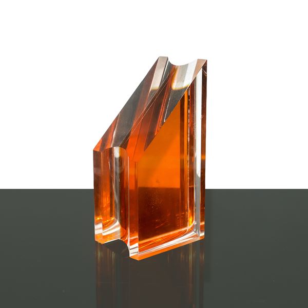 Alessio Tasca - Sculpture in methacrylate with orange insert produced by Tasca 250