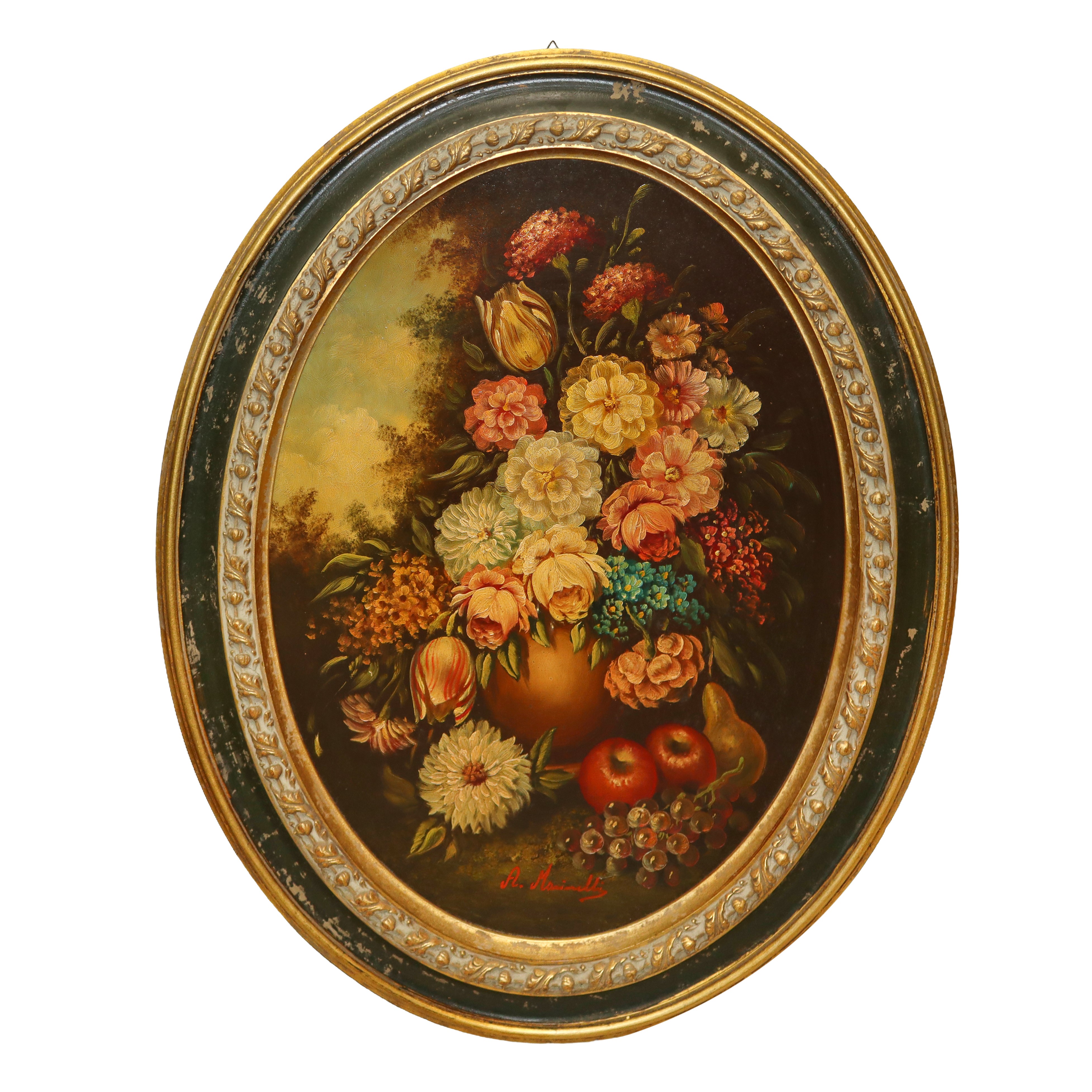 Andrea Marinelli - Coppia di Ovali con Fiori