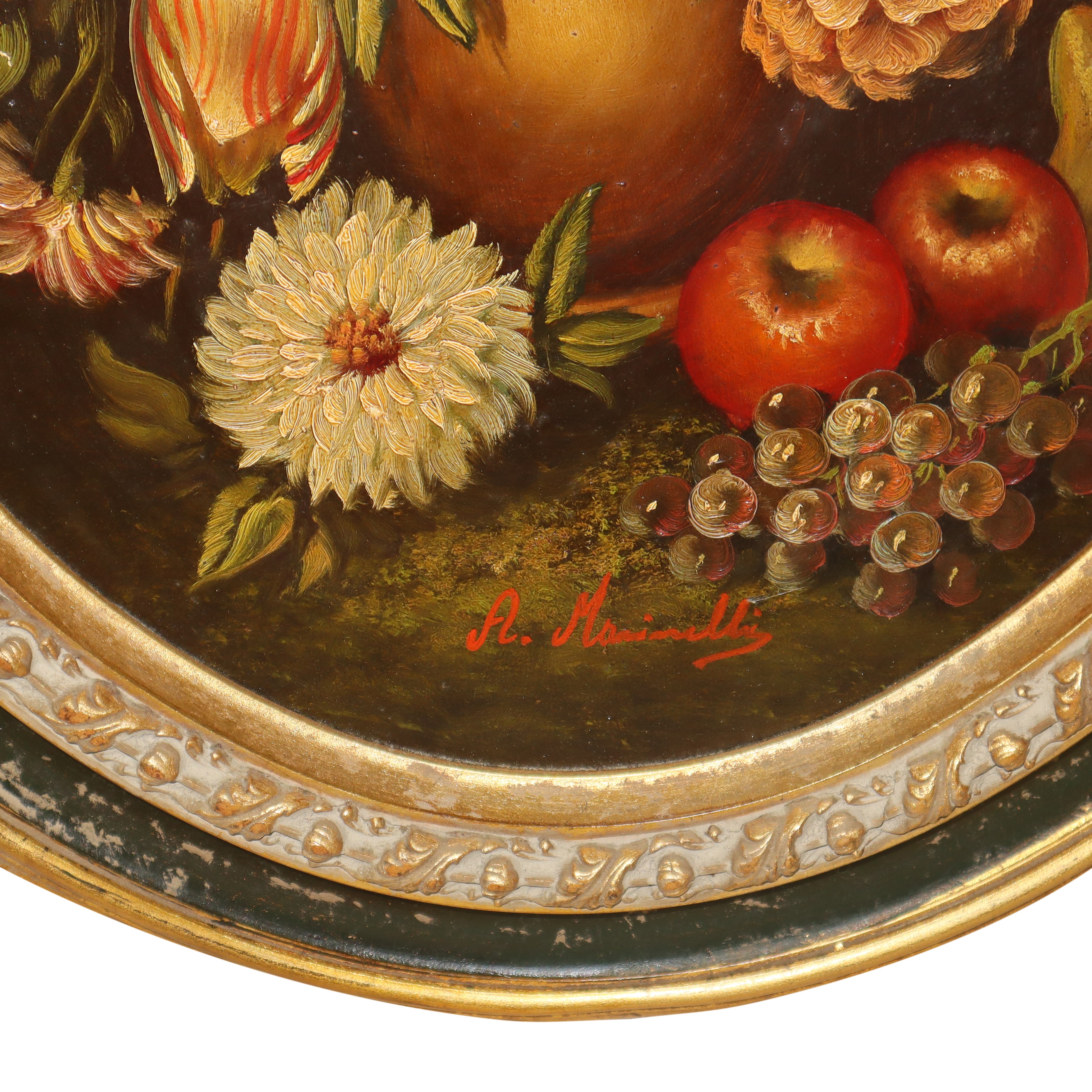 Andrea Marinelli - Coppia di Ovali con Fiori