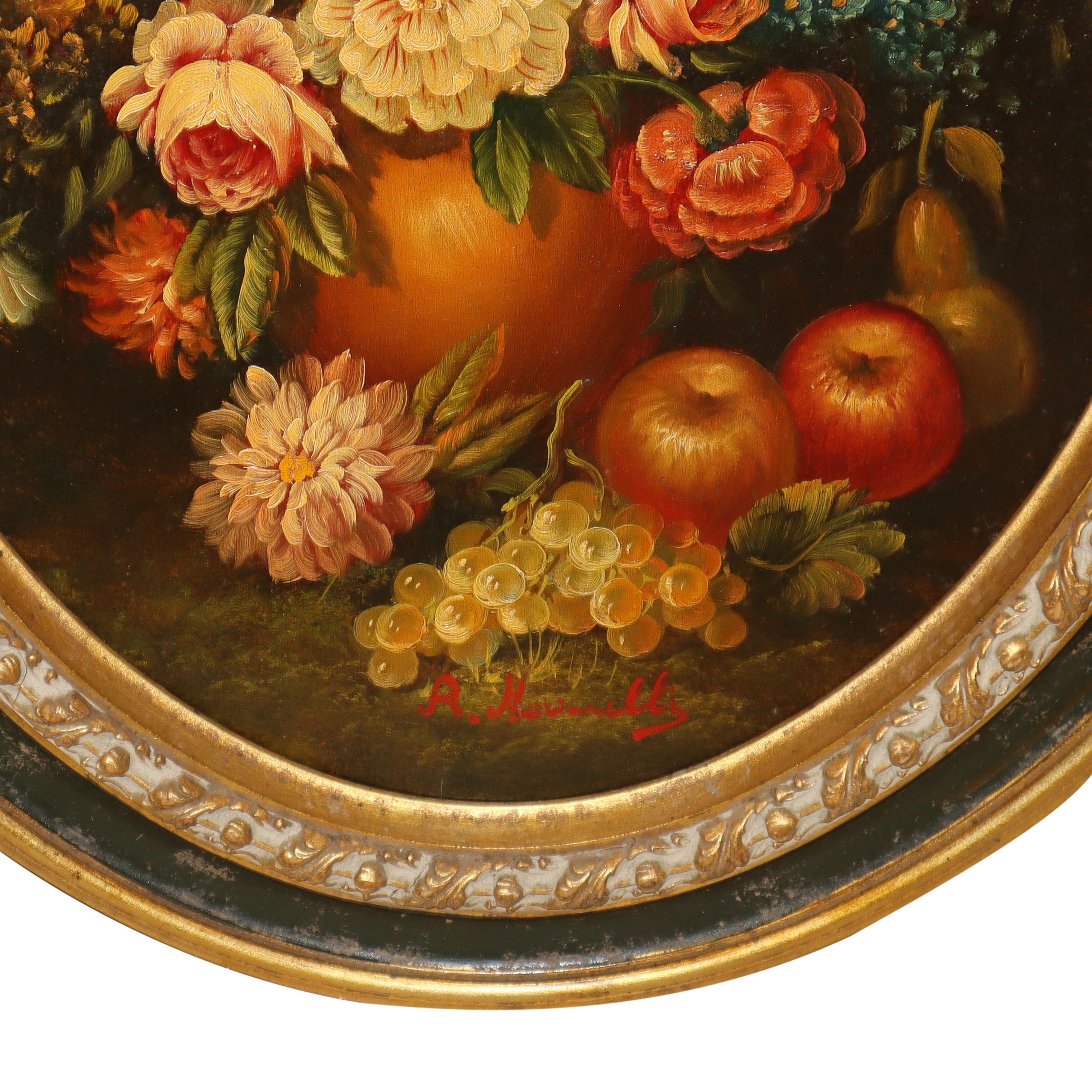 Andrea Marinelli - Coppia di Ovali con Fiori